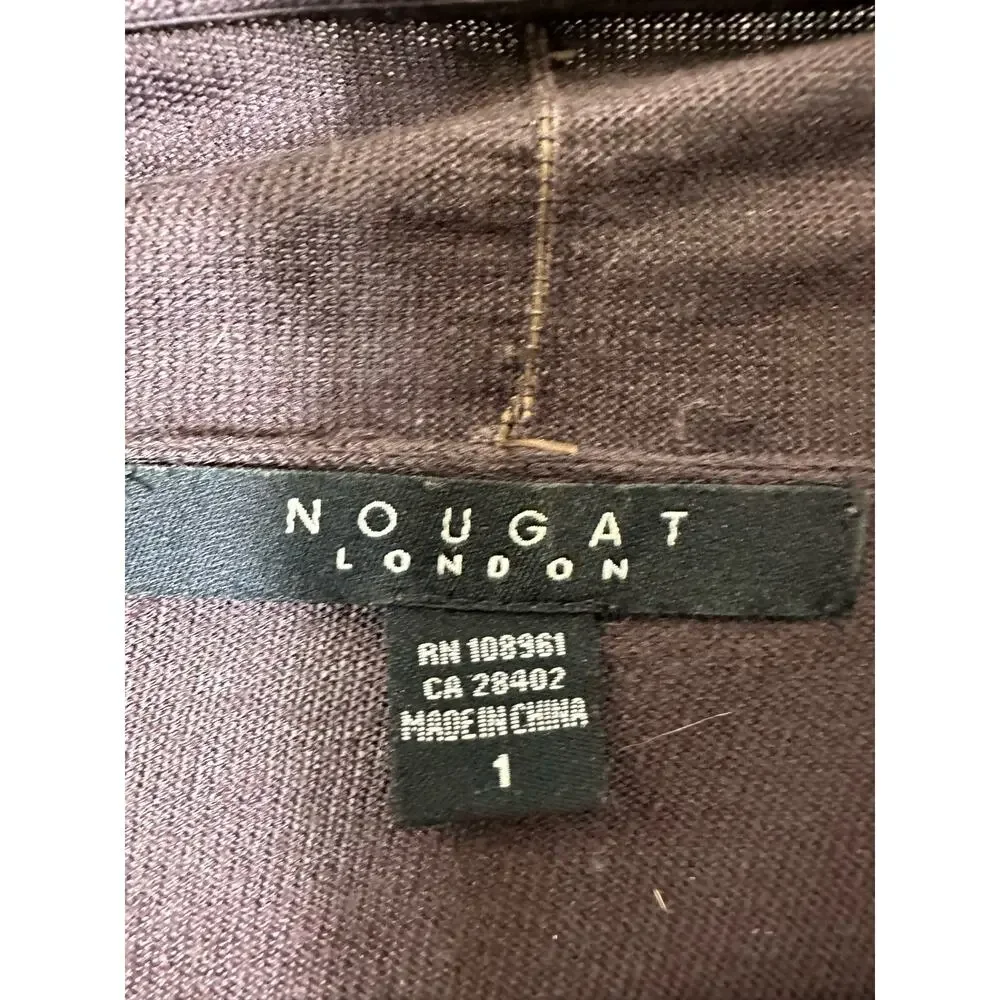 Nougat London Brown Knit Draped Open Cardigan Sweater Sz 1 (small)